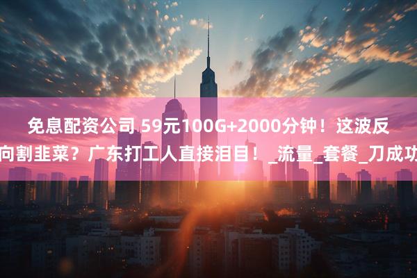 免息配资公司 59元100G+2000分钟！这波反向割韭菜？广东打工人直接泪目！_流量_套餐_刀成功